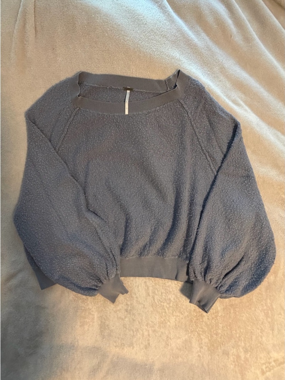 Free People Steel Blue Knit Pullover - Small Petite